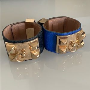 Leather Cuff Bracelet- set of two